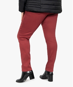 pantalon femme grande taille coupe slim en toile extensible rougeB515101_3