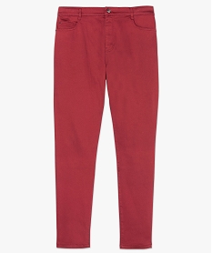 pantalon femme grande taille coupe slim en toile extensible rougeB515101_4
