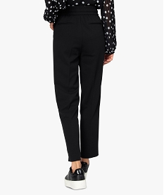 pantalon femme en toile avec large ceinture elastiquee noirB516001_3