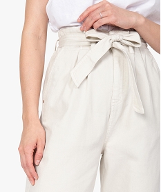 pantalon femme taille haute - lulu castagnette beigeB518101_2