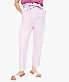 GEMO Pantalon femme taille haute - Lulu Castagnette Violet