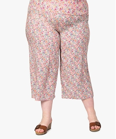 GEMO Pantalon femme grande taille en toile imprimée coupe ample Imprimé