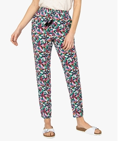 GEMO Pantalon femme en matière fluide imprimée Imprimé