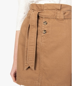 jupe femme en jean avec ceinture a nouer brun jupesB521101_2