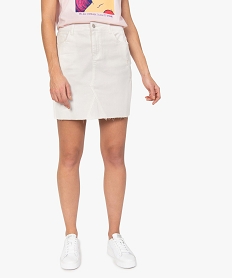 GEMO Jupe femme en denim aspect usé Beige