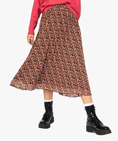 jupe femme plissee avec taille froncee imprimeB521901_1