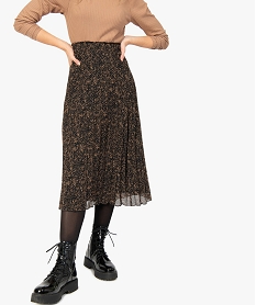 jupe femme plissee avec taille froncee imprime jupesB522001_2