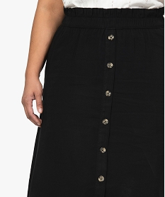 jupe femme midi a taille elastiquee avec boutons fantaisie noirB522601_2