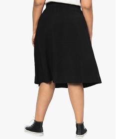 jupe midi femme grande taille a taille elastiquee avec boutons noir robes et jupesB522601_3