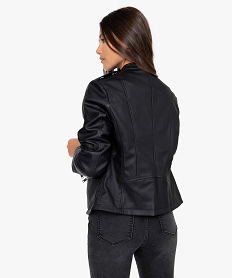 veste femme esprit biker avec zips metalliques noirB523201_3