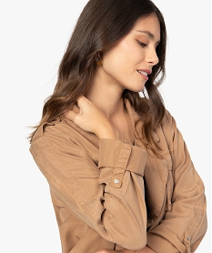 veste femme saharienne en lyocell brun vestesB523801_2