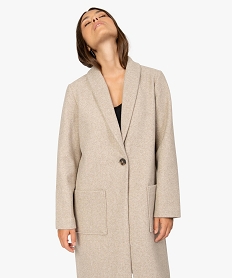 manteau femme avec grand col et fermeture bouton beigeB524401_2