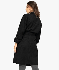 manteau femme en suedine avec ceinture noirB524501_3