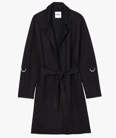 manteau femme en suedine avec ceinture noirB524501_4