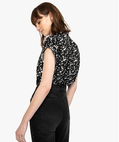 chemise femme a manches courtes avec patte sur lepaule imprime chemisiersB525201_3