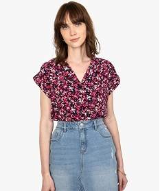 GEMO Chemise femme à manches courtes avec patte sur lépaule Imprimé