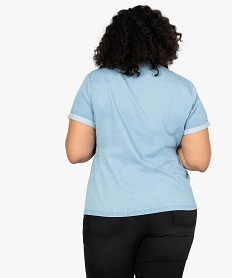 chemise femme grande taille en jean a smocks bleu chemisiersB525501_3
