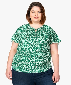 GEMO Blouse femme grande taille imprimée avec volants sur les épaules Imprimé