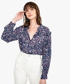 chemise femme en crepe avec empiecements fronces aux epaules imprime chemisiersB526501_1