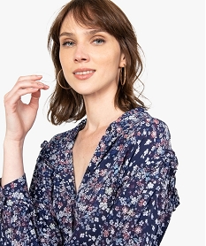 chemise femme en crepe avec empiecements fronces aux epaules imprime chemisiersB526501_2