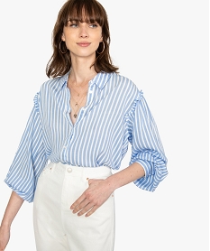 GEMO Chemise femme en crêpe avec empiècements froncés aux épaules Imprimé