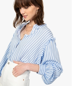 chemise femme en crepe avec empiecements fronces aux epaules imprimeB526601_2