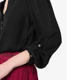 blouse femme en voile avec manches retroussables noirB528401_2
