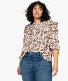 blouse femme grande taille a plastron a imprime floral imprimeB528701_1