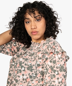 blouse femme grande taille a plastron a imprime floral imprimeB528701_2