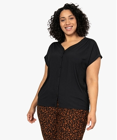 blouse femme grande taille fluide coupe loose noirB529401_1