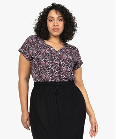 GEMO Blouse à motif fleuri et manches courtes femme grande taille Imprimé