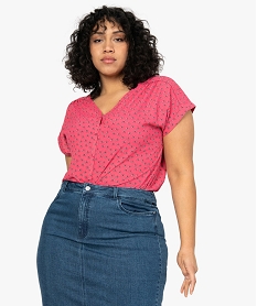 blouse a motif fleuri et manches courtes femme grande taille imprimeB529601_1