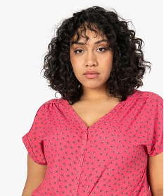 blouse a motif fleuri et manches courtes femme grande taille imprime chemisiers et blousesB529601_2
