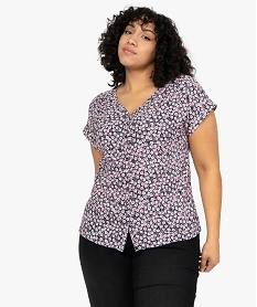 GEMO Blouse à motif fleuri et manches courtes femme grande taille Imprimé