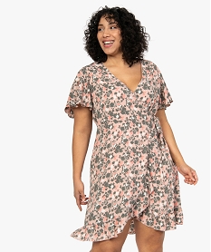 GEMO Robe femme grande taille portefeuille à imprimé fleuri Imprimé