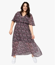 GEMO Robe femme imprimée longue avec taille smockée Imprimé