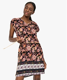 robe femme imprimee forme loose avec ceinture a nouer imprime robesB531601_1
