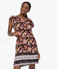 GEMO Robe femme imprimée forme loose avec ceinture à nouer Imprimé