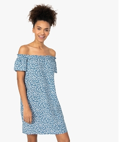 GEMO Robe femme à motifs fleuris et manches courtes Imprimé