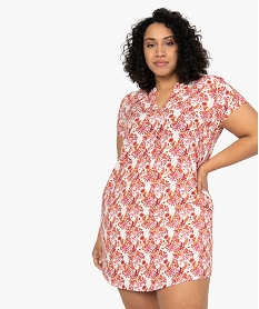 GEMO Robe femme femme grande taille fluide à imprimé fleuri Rouge