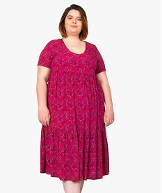 GEMO Robe femme grande taille longue à col V à motifs fleuris Imprimé