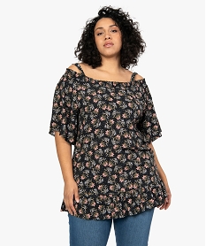 GEMO Robe femme grande taille courte imprimée à épaules dénudées Imprimé