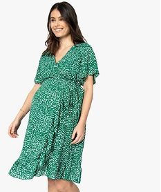 GEMO Robe de grossesse imprimée forme portefeuille Vert