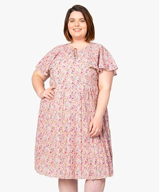 robe femme grande taille a motifs fleuris et manches volants imprimeB533301_1