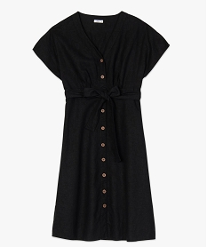robe femme boutonnee en linviscose noirB533501_4