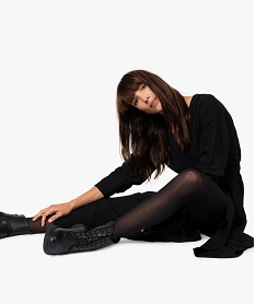 GEMO Robe femme à manches longues avec ceinture Noir