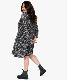 GEMO Robe femme grande taille plissée à fleurs et col V Imprimé
