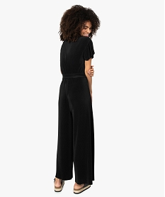 combinaison pantalon femme en matiere plissee noirB535401_3