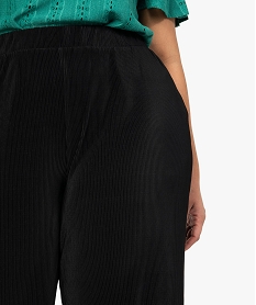 pantalon femme grande taille en maille plissee longueur 78eme noirB535601_2