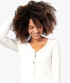 GEMO Gilet femme en maille fine et boutons dorés Beige
